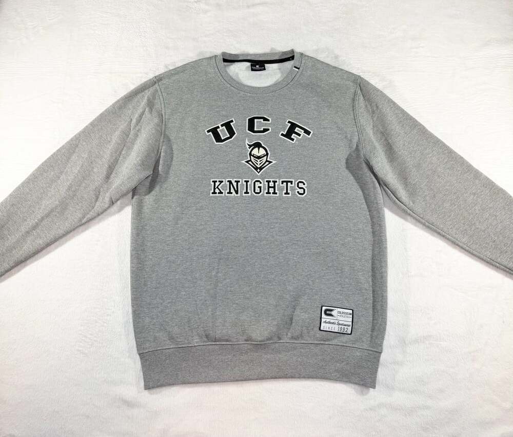 Colosseum Athletics UCF Knights Grey Zion Fleece Crewneck Sweatshirt Men's Large